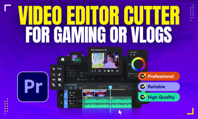 Gig Preview - Be your professional video editor cutter for gaming or vlogs