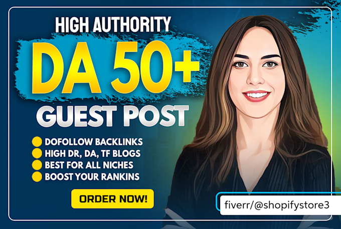 Gig Preview - Do seo high da guest post backlinks with quality guest posting service