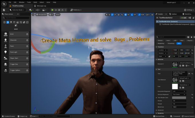 Gig Preview - Create full game in ue5 and solve meta human problem