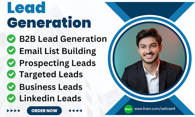 Gig Preview - Lead generation b2b, email finding, prospect list building for any industry