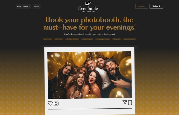 Gig Preview - Create 360 photobooth and party rentals website with online booking