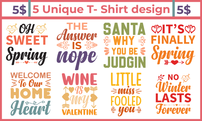 Gig Preview - Create unique custom typography and svg t shirt design for your etsy