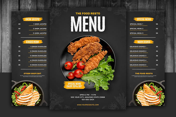 Gig Preview - Design bar menu, restaurant poster, banner, and food menu, price list design