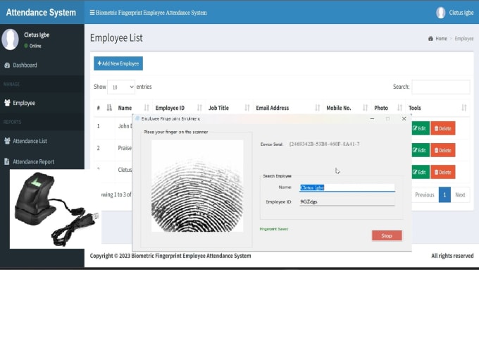 Gig Preview - Do online biometric fingerprint employee attendance