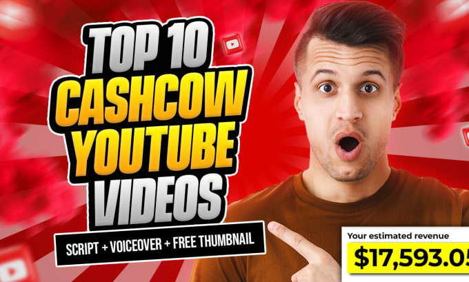 Gig Preview - Create engaging faceless top 10 cash cow youtube videos