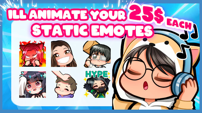 Gig Preview - Turn your static emotes into amazing animated emotes