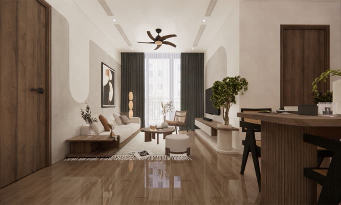 Gig Preview - Create attractive and realistic 3d interior design rendering