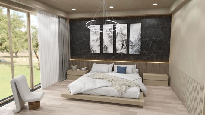 Gig Preview - Design bedroom interior in 3d and render