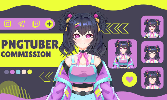 Gig Preview - Draw custom pngtuber avatar for streams , twitch in vtuber anime style