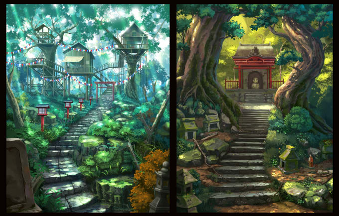 Gig Preview - Draw anime background, 2d environment, landscape