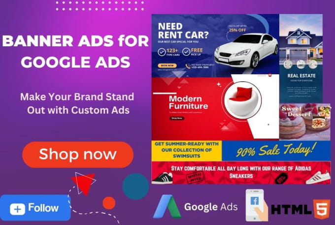 Gig Preview - Design creative HTML5 banner ads for google display network