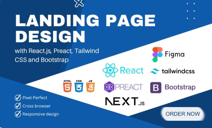 Gig Preview - Design a responsive landing page with react js tailwind CSS