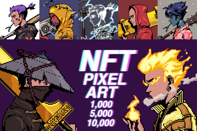 Gig Preview - Create a pixel art and generate collection nft up to 10k