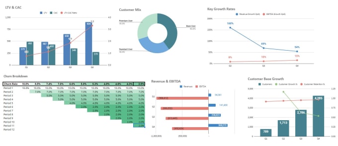 Gig Preview - Create a dynamic saas financial model for your business