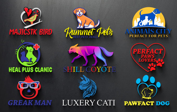 Gig Preview - Design 3d professional pet shop, dog, cat, animal, custom pet logo with files