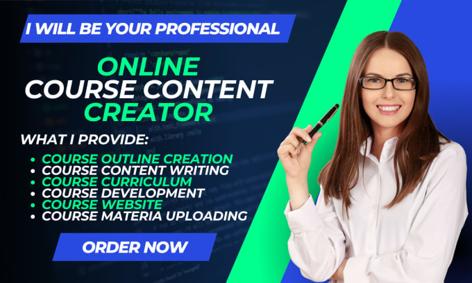 Gig Preview - Create online course content, course creator, course writing, course website