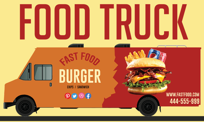 Gig Preview - Food logo food van wrap design, pickup truck exclusive branding food truck wrap