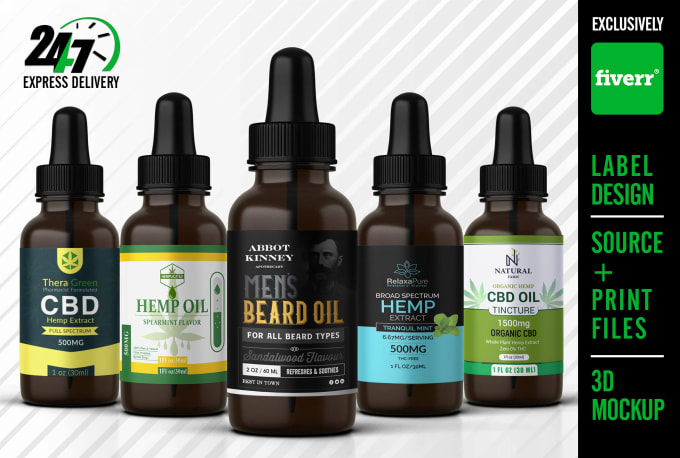 Gig Preview - Do cbd label design, product label, label design, packaging