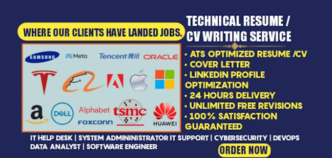 Gig Preview - Write ats technical resume, it support cv system administrator resume writing