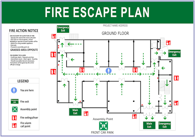 Gig Preview - Design fire emergency evacuation map for your floor plan