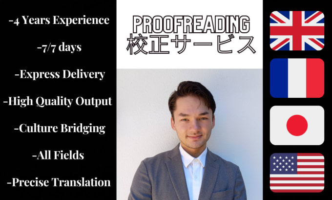 Gig Preview - Proofread your japanese french english documents, only for qualitative project