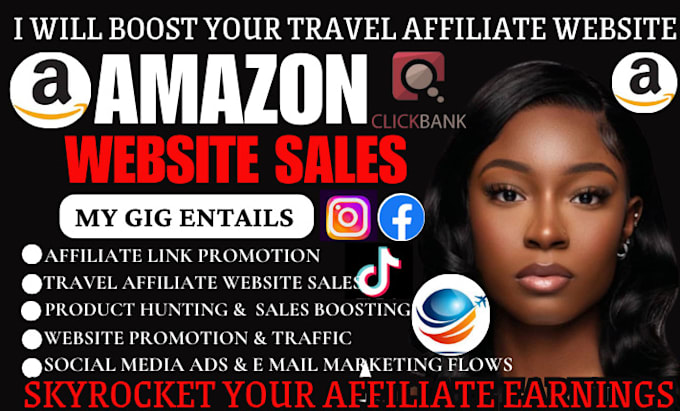 Gig Preview - Boost travel affiliate website sales funnel, clickbank amazon website promotion