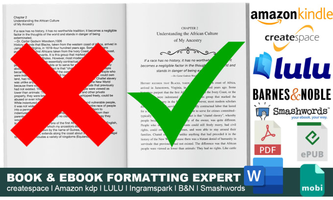 Gig Preview - Professionally do book and ebook formatting manually for KDP kindle, lulu, print