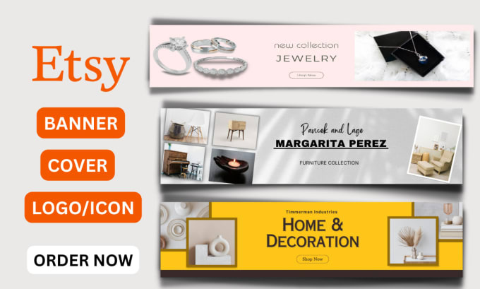 Gig Preview - Design etsy shop banner and logo, icon on canva