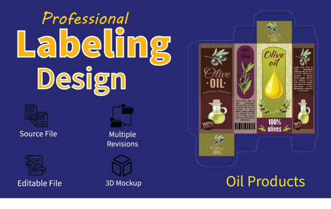 Gig Preview - Oil box packaging labeling design and die cut specialist