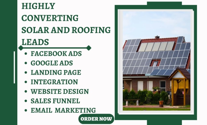 Bestseller - generate solar landing page design roofing website mortgage facebook ads leads