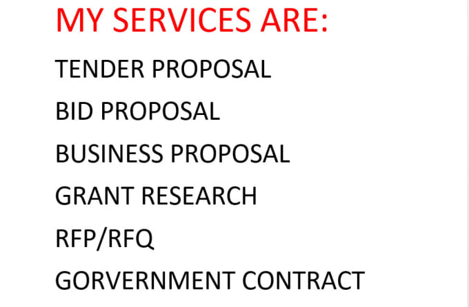 Gig Preview - Do proposal, tender, bid, government contract, rfp, rfq