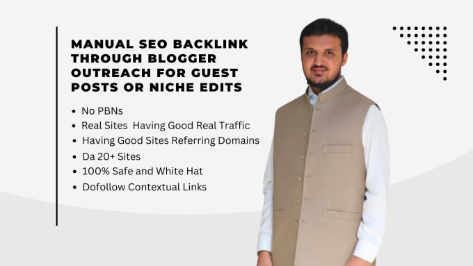 Gig Preview - Manual SEO backlinks through blogger outreach for guest post or link insertion