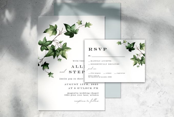 Gig Preview - Design wedding invitation suite, save the date, rsvp, menu