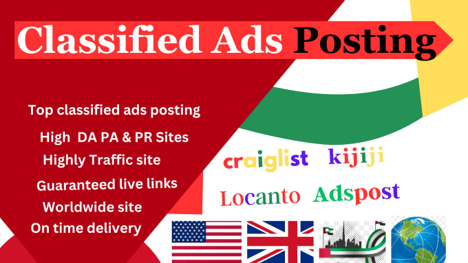 Gig Preview - Post classified ads in USA, UK,   top classified ads posting website get lead