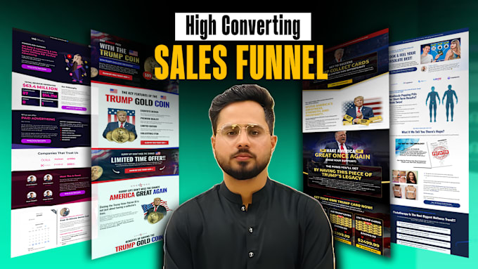 Gig Preview - Sales funnel in clickfunnels, systeme io, gohighlevel, landing page design