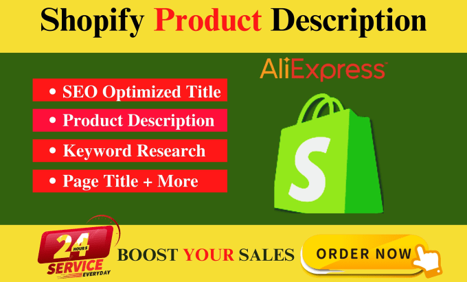 Gig Preview - Write attractive shopify product descriptions with SEO title