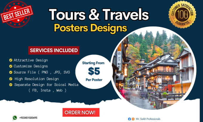 Bestseller - do eye catchy tours and travels poster design,  travel brochure design