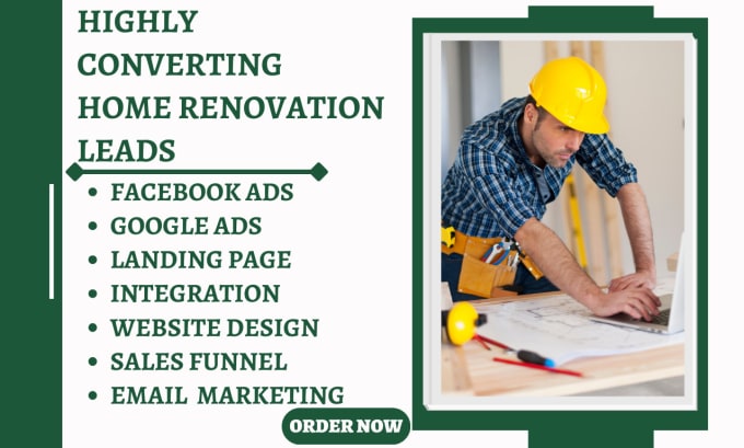 Gig Preview - Generate home renovation leads home repair remodeling decor home improvement ads