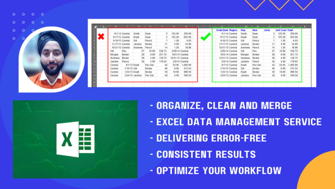 Gig Preview - Separate, clean, merge the data in ms excel