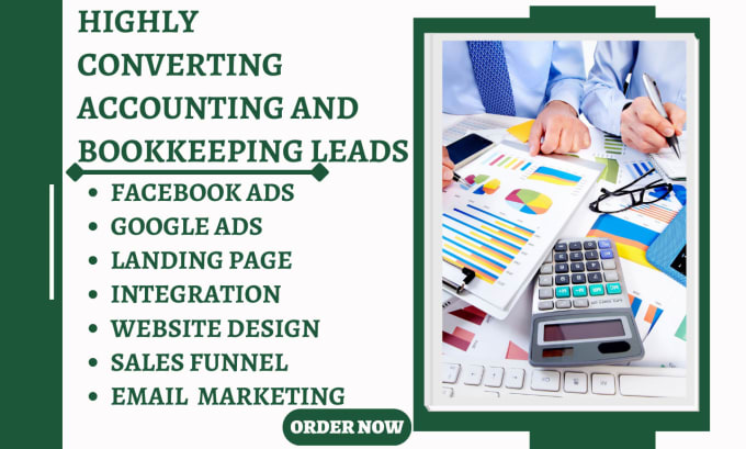 Gig Preview - Generate highly converting accounting leads bookkeeping cpa quickbook tax leads