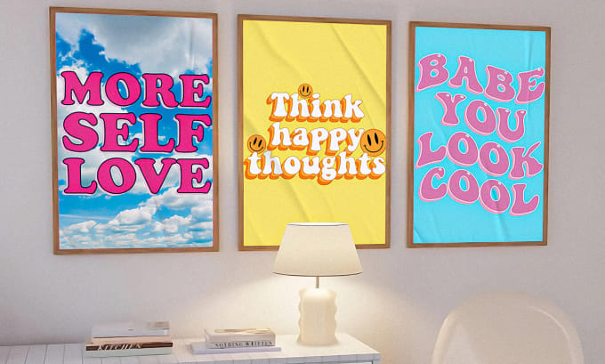 Gig Preview - Design a colorful typography cute wall art poster canvas for etsy