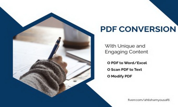 Gig Preview - Convert PDF to word, PDF to excel, handwriting or typing