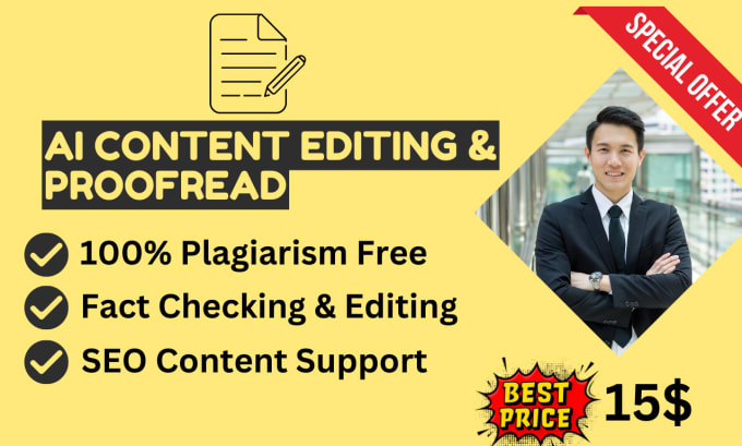 Gig Preview - Professional ai content editing and proofreading chatgpt article rewriting