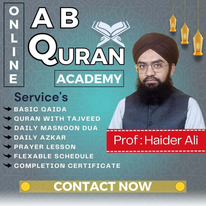 Gig Preview - Teach quran with tajweed, quran teacher