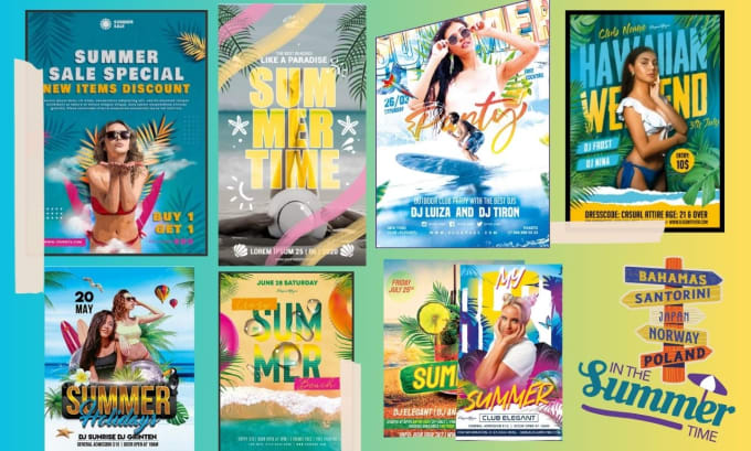 Gig Preview - Do pool party,summer,beach,travel flyer design on canva