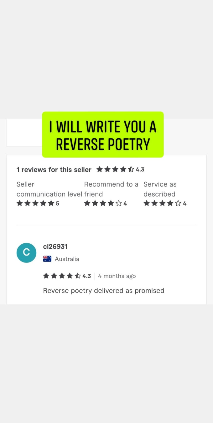 Bestseller - write you reverse poetry