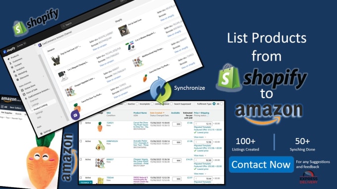 Gig Preview - Migrate your shopify product upload to amazon fba dropship