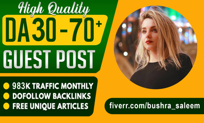 Gig Preview - Write and publish 20 dofollow guest posts on high da DR 70 to 30 sites