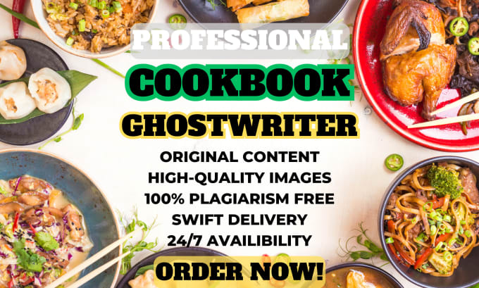 Gig Preview - Ghostwrite high quality cookbook, recipe book, cookbook formatting, ebook writer