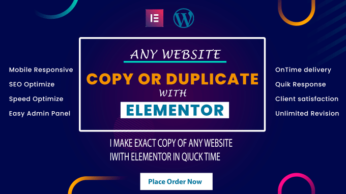 Gig Preview - Creat copy clone or duplicate wordpress website with elementor